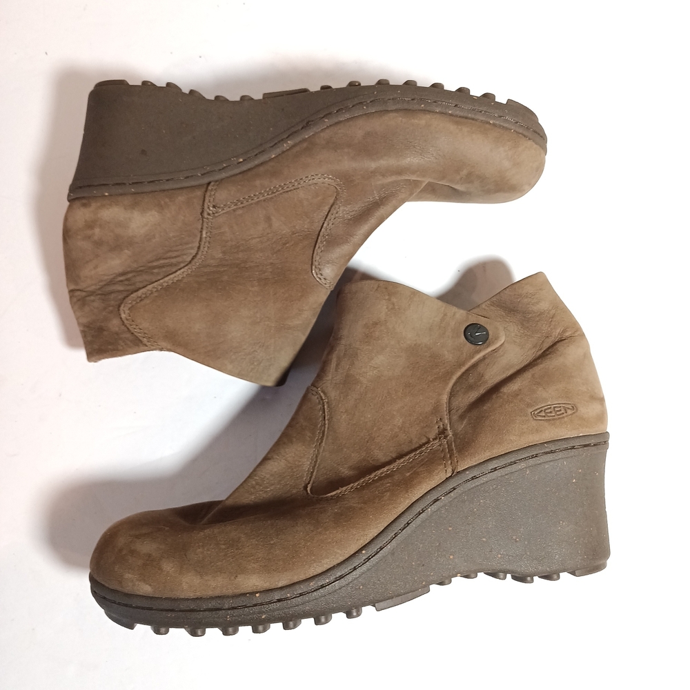 Keen Tan Brown Akita Ankle Wedge Booties Boots Size 9